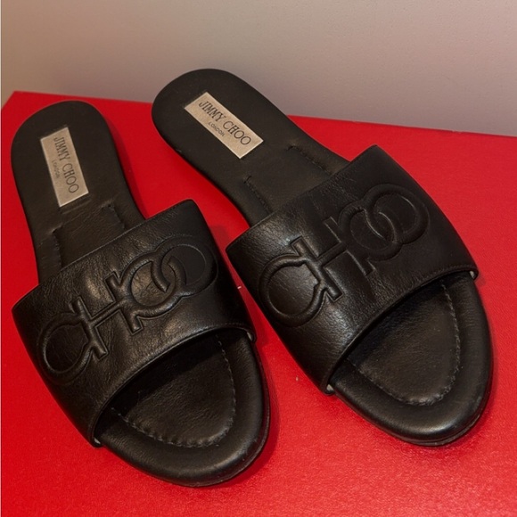 Jimmy Choo Black Slide Sandals - Picture 1 of 3